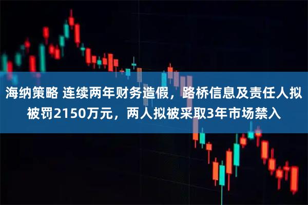 海纳策略 连续两年财务造假,路桥信息及责任人拟被罚2150万元,两人拟被采取3年市场禁入